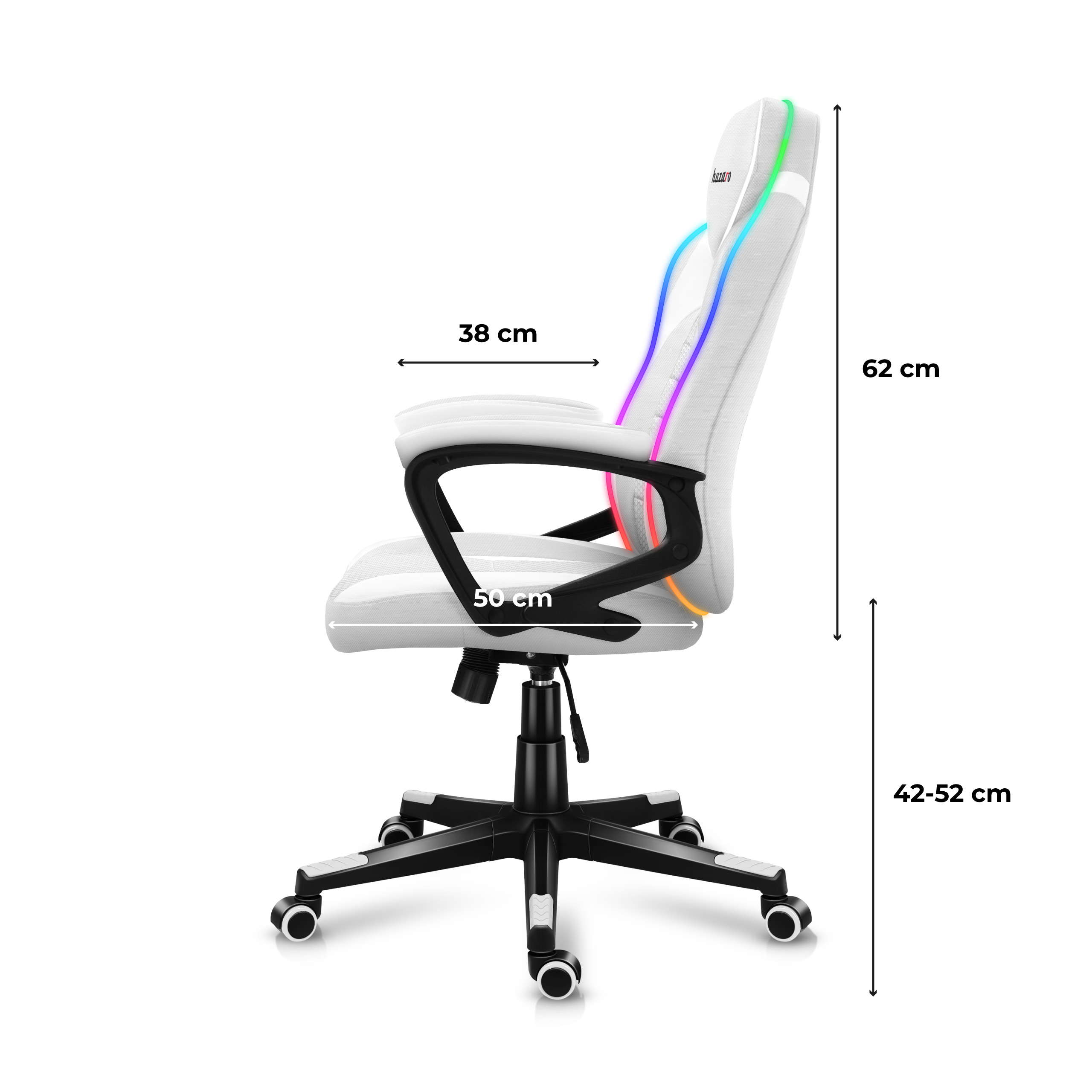 Wymiary fotela Huzaro Force 2.5 Carbon RGB