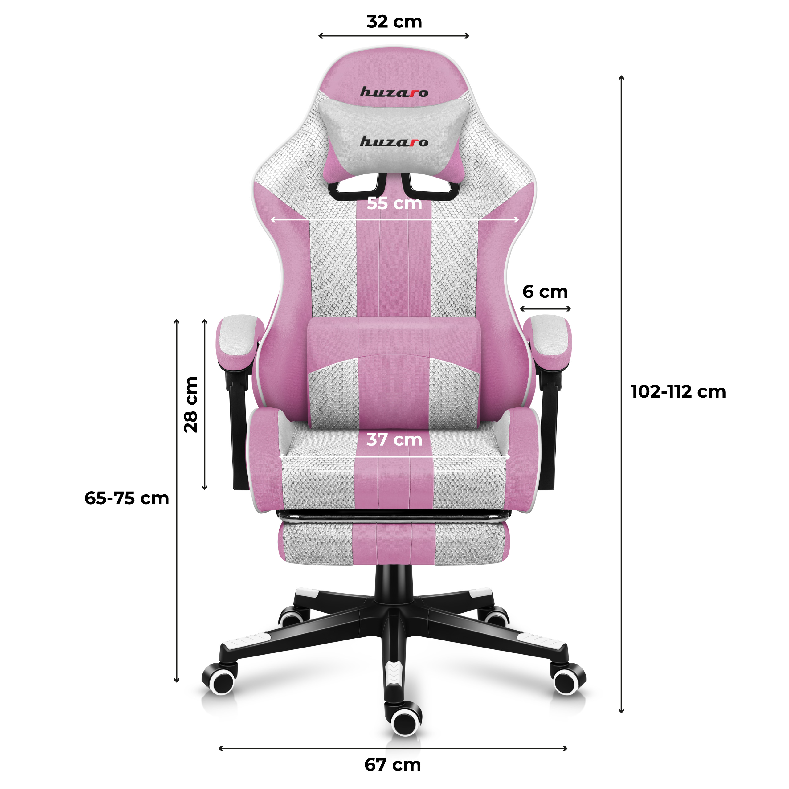 Wymiary fotela Huzaro Force 4.7 Pink