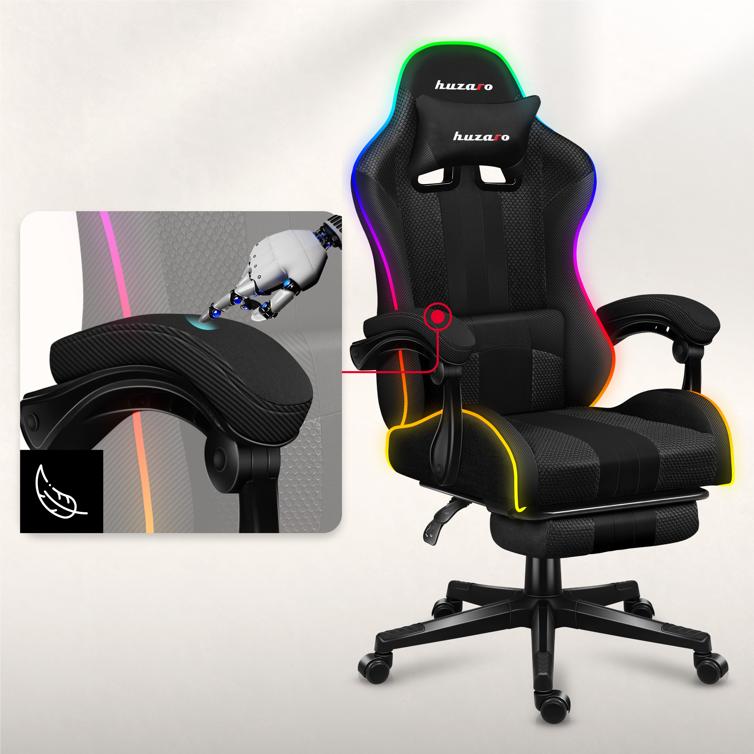 Miękkie podłokietniki w fotelu Force 4.7 RGB Mesh