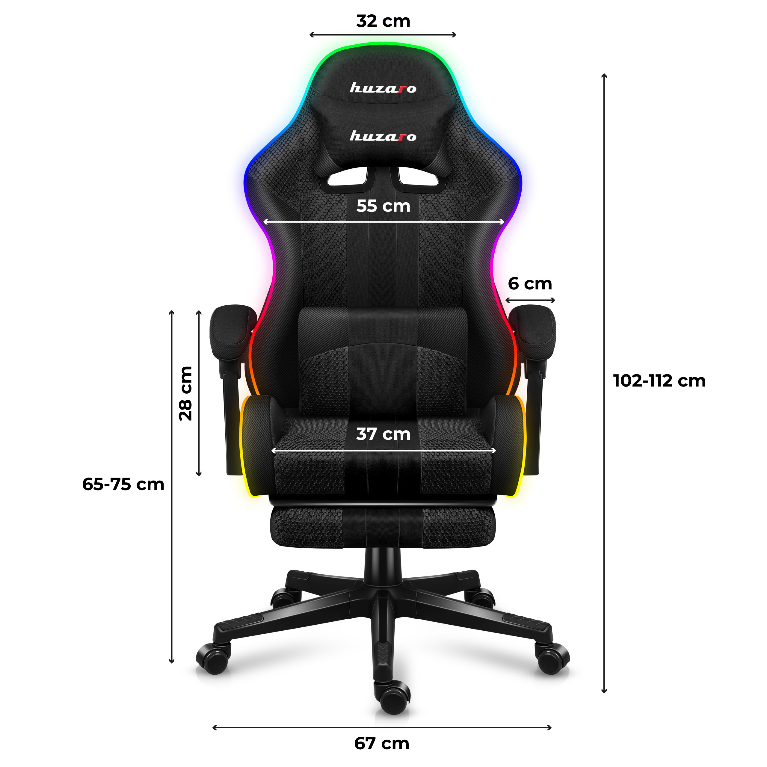 Wymiary fotela Huzaro Force 4.7 RGB Mesh