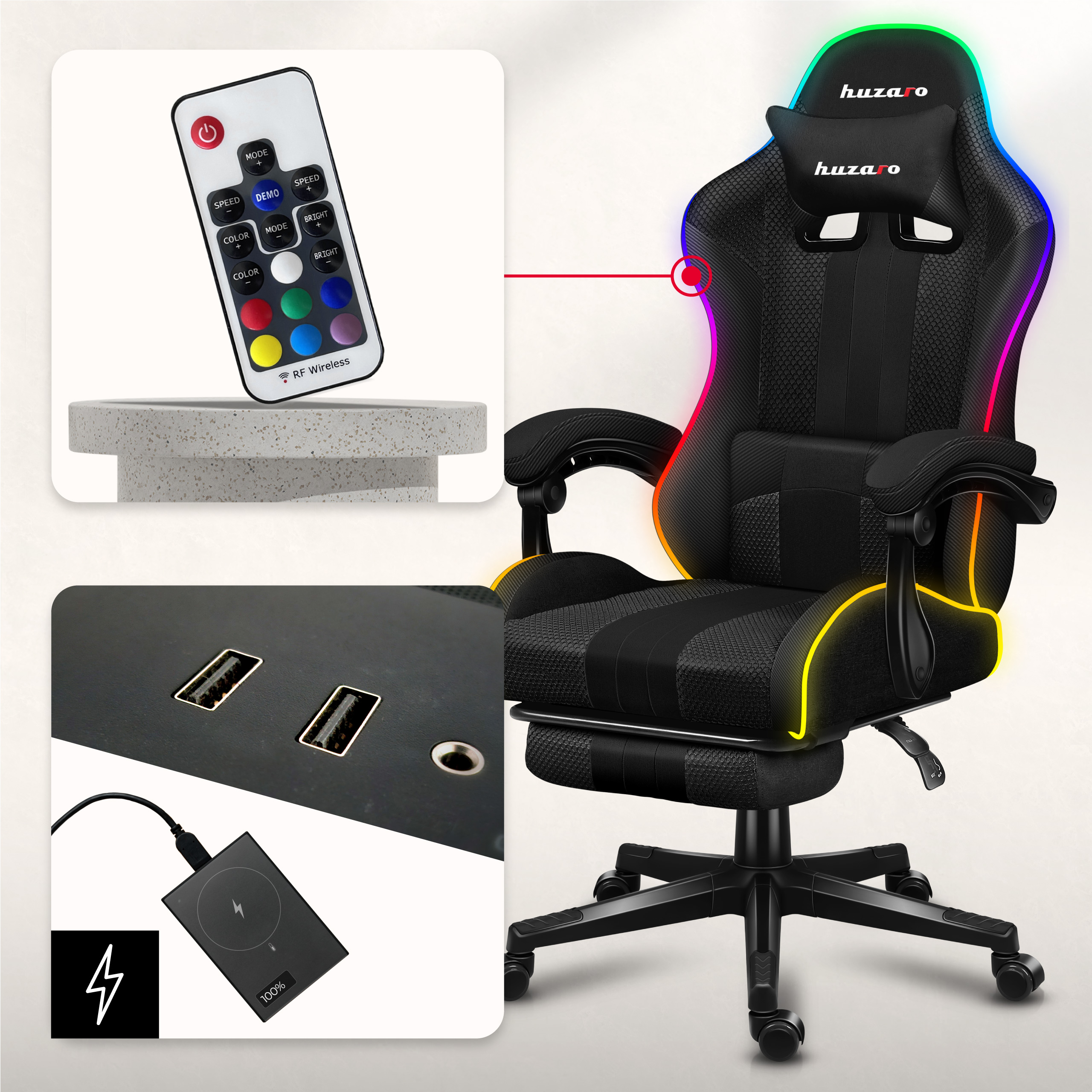Oświetlenie RGB fotela gamingowego Force 4.7 RGB Mesh