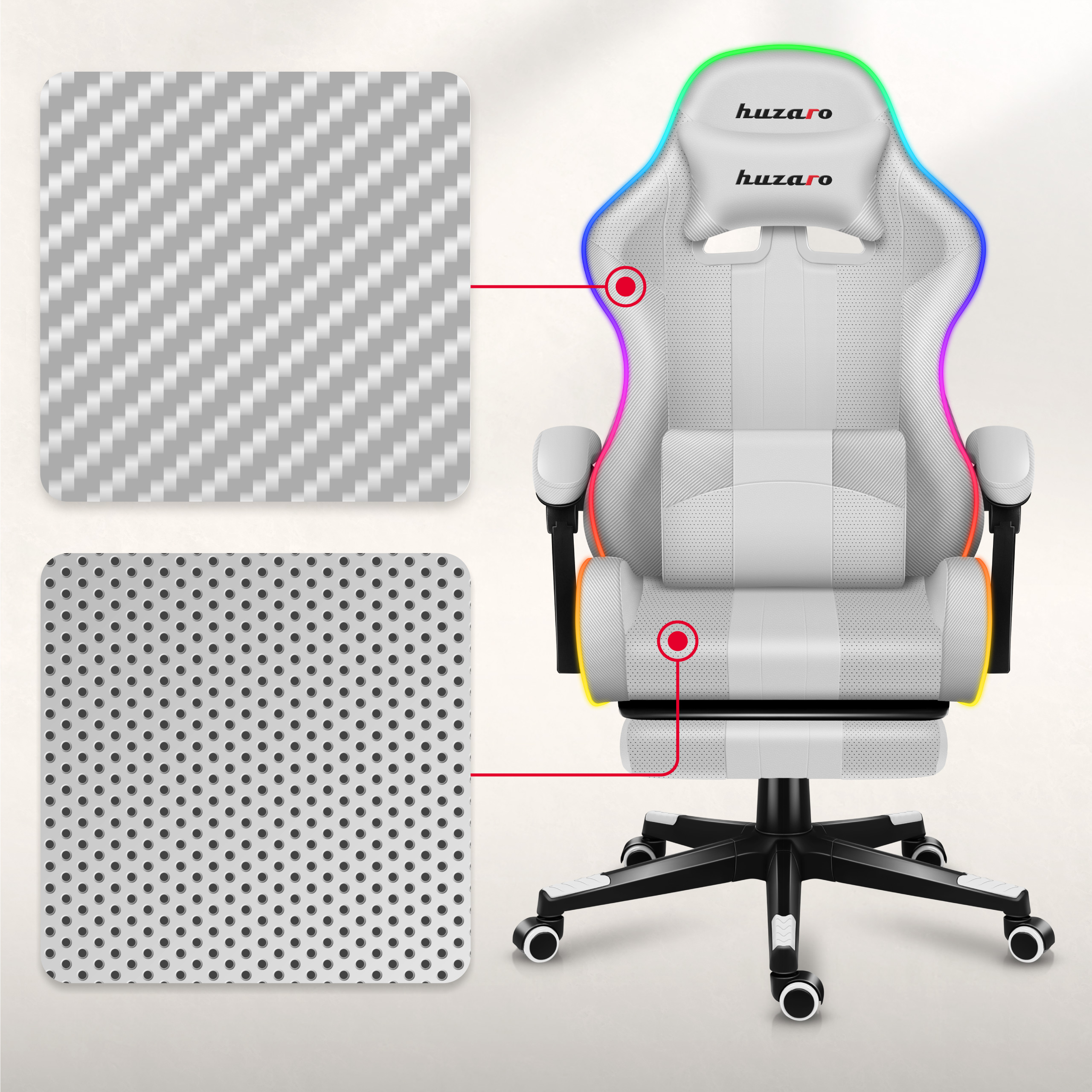 Poduszka mięśni karku do fotela Huzaro Force 4.7 White RGB