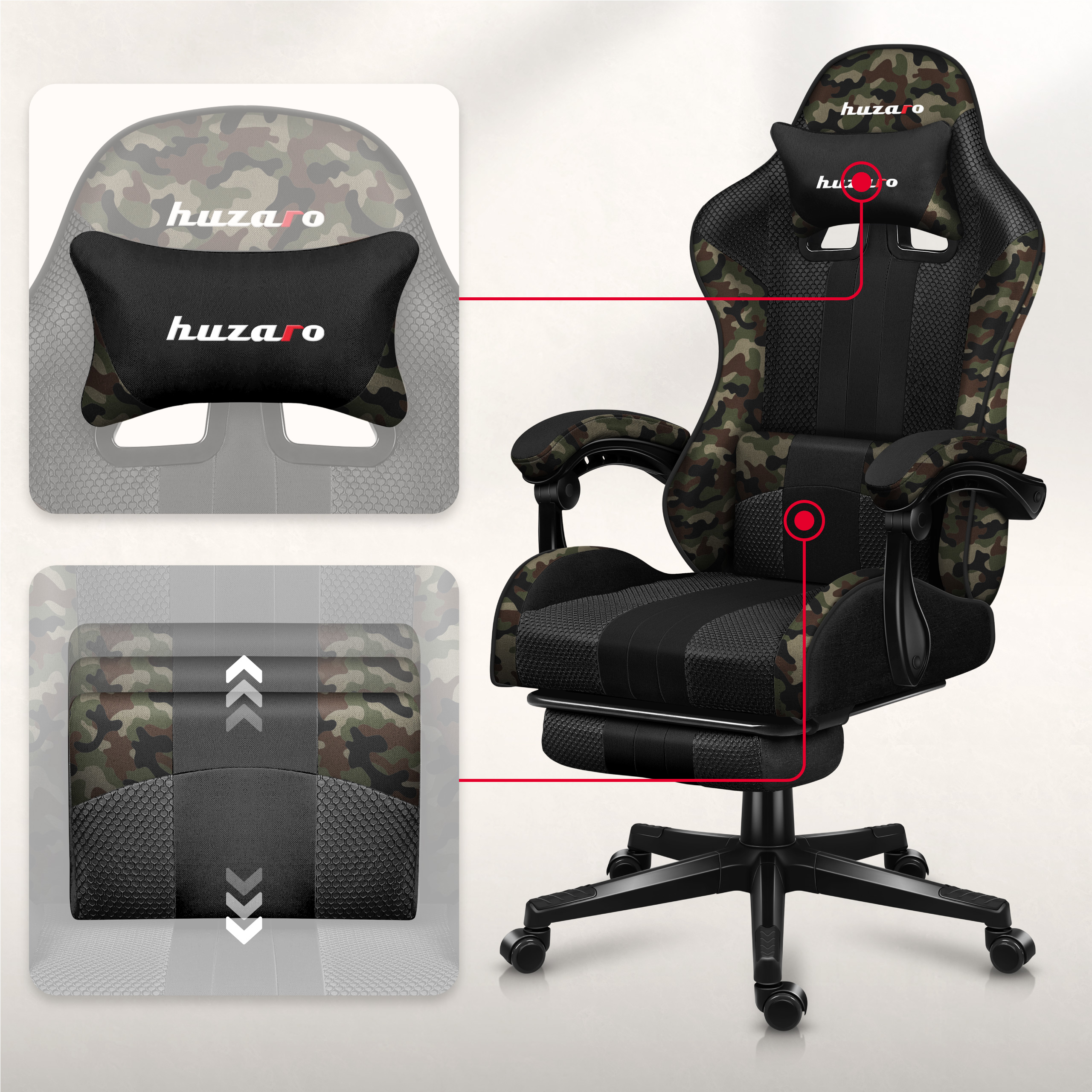Poduszka pod kark do fotela gamingowa Huzaro Force 4.7 Camo Mesh