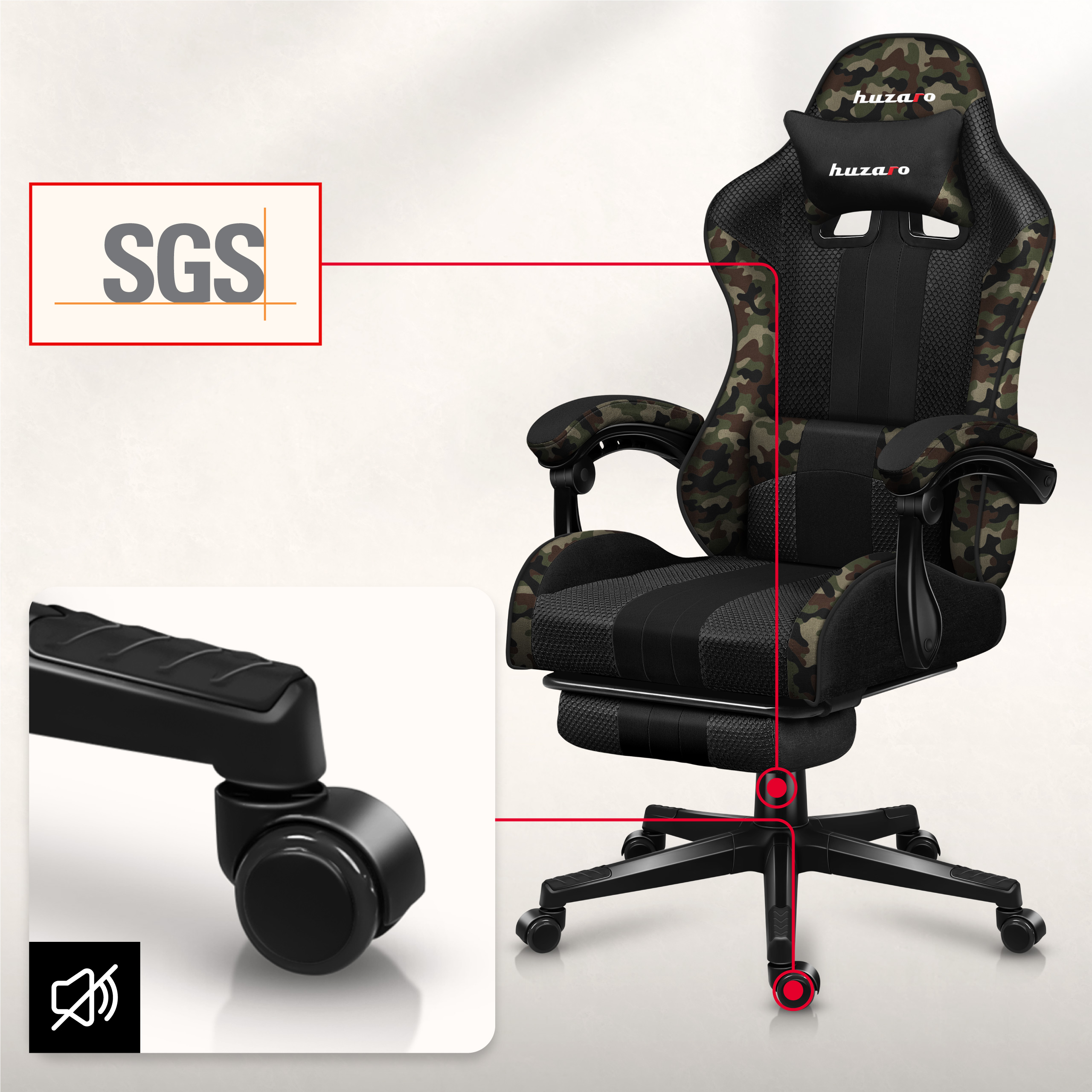 Poduszka lędźwiowa do fotela gamingowa Huzaro Force 4.7 Camo Mesh