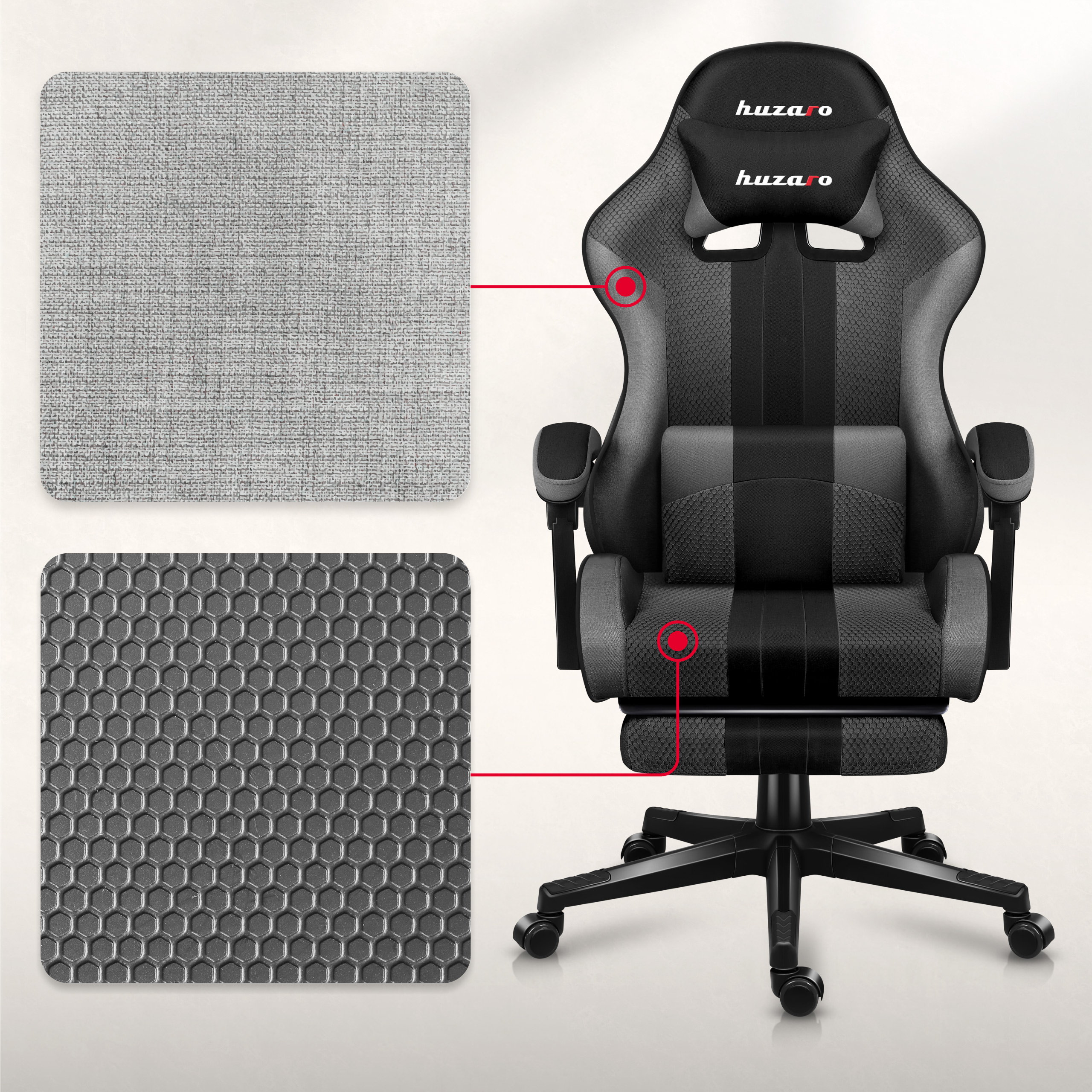Poduszka mięśni karku do fotela Huzaro Force 4.7 Grey Mesh