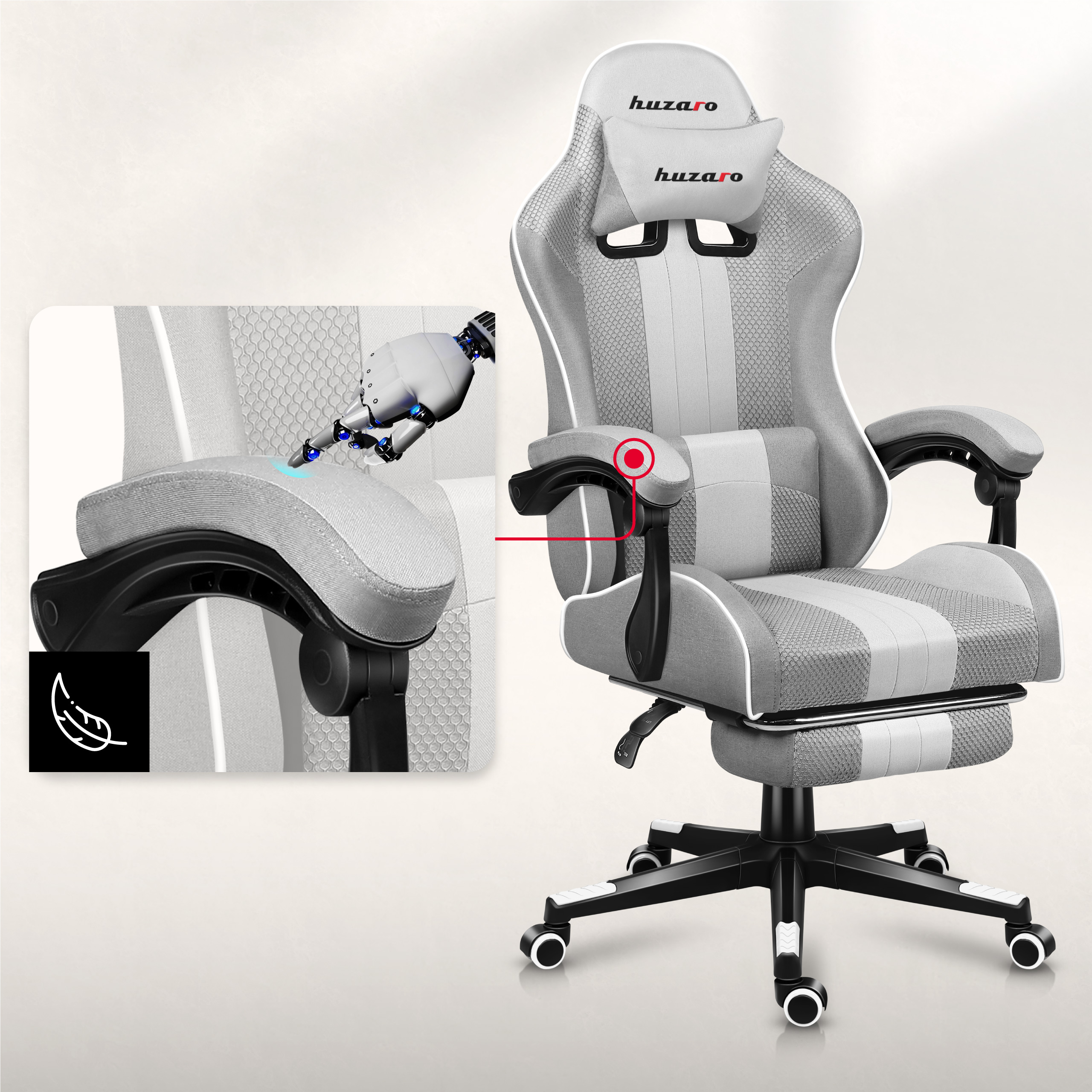 Poduszka lędźwiowa do fotela gamingowa Huzaro Force 4.7 White Mesh