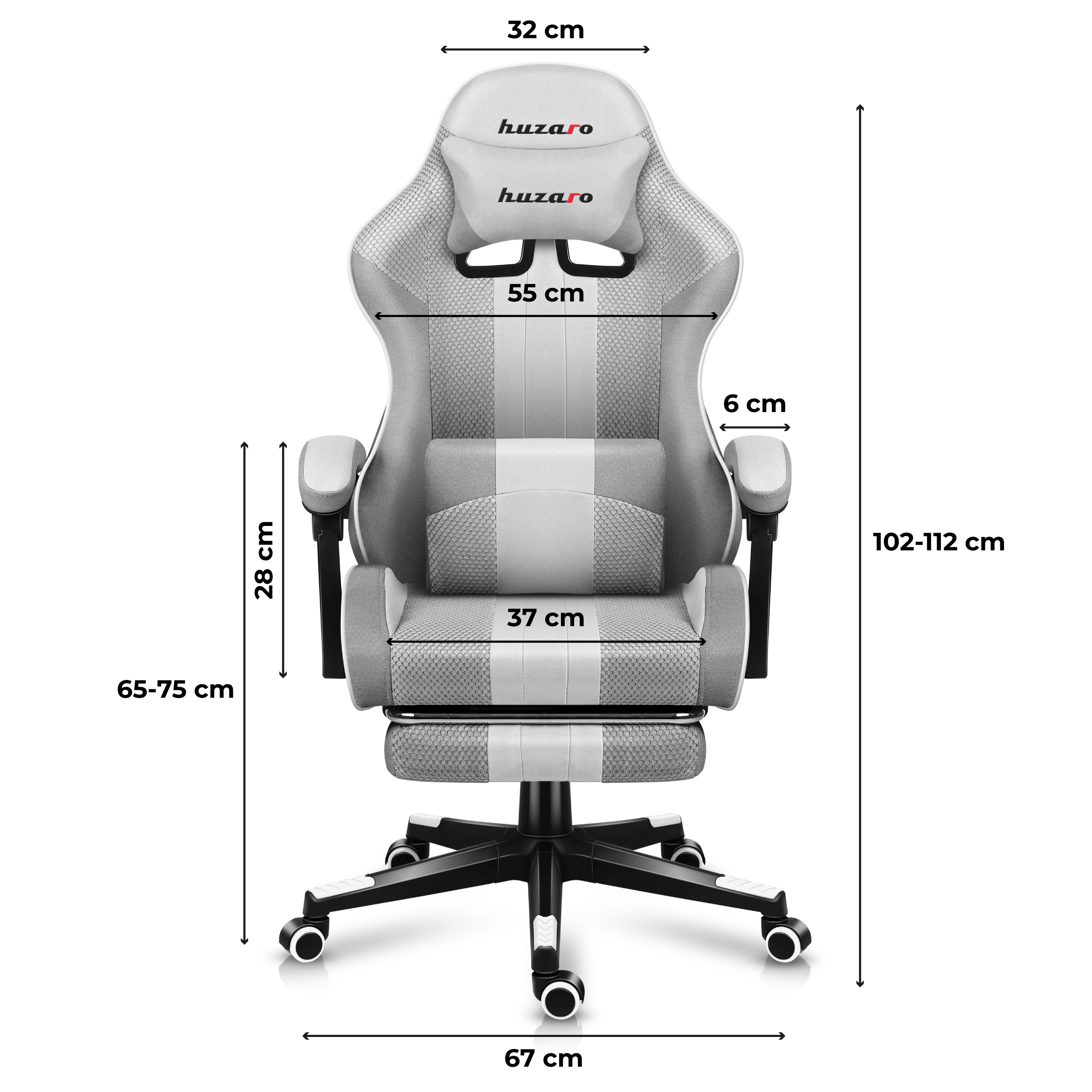 Wymiary fotela Huzaro Force 4.7 White Mesh