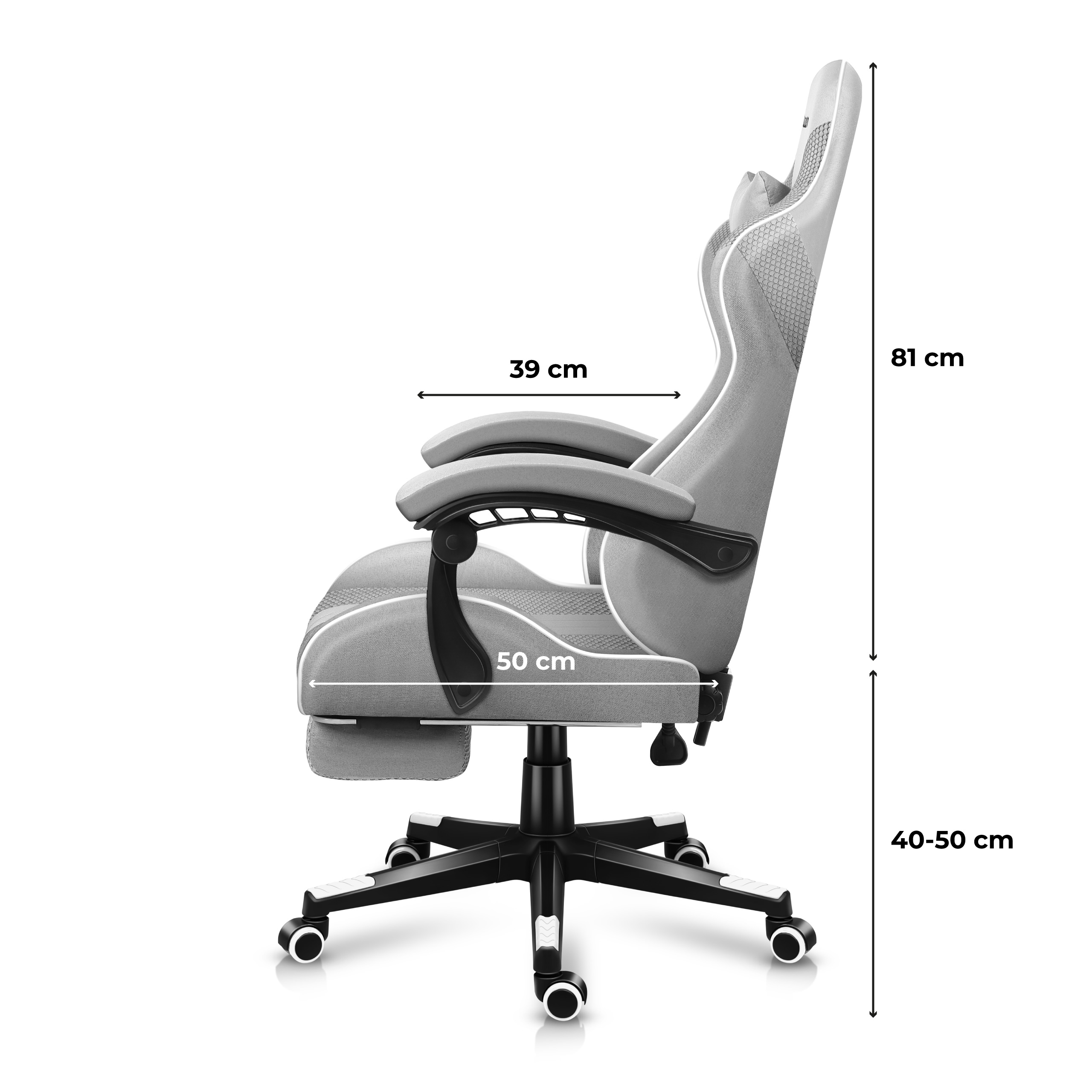 Wymiary fotela Huzaro Force 4.7 White Mesh