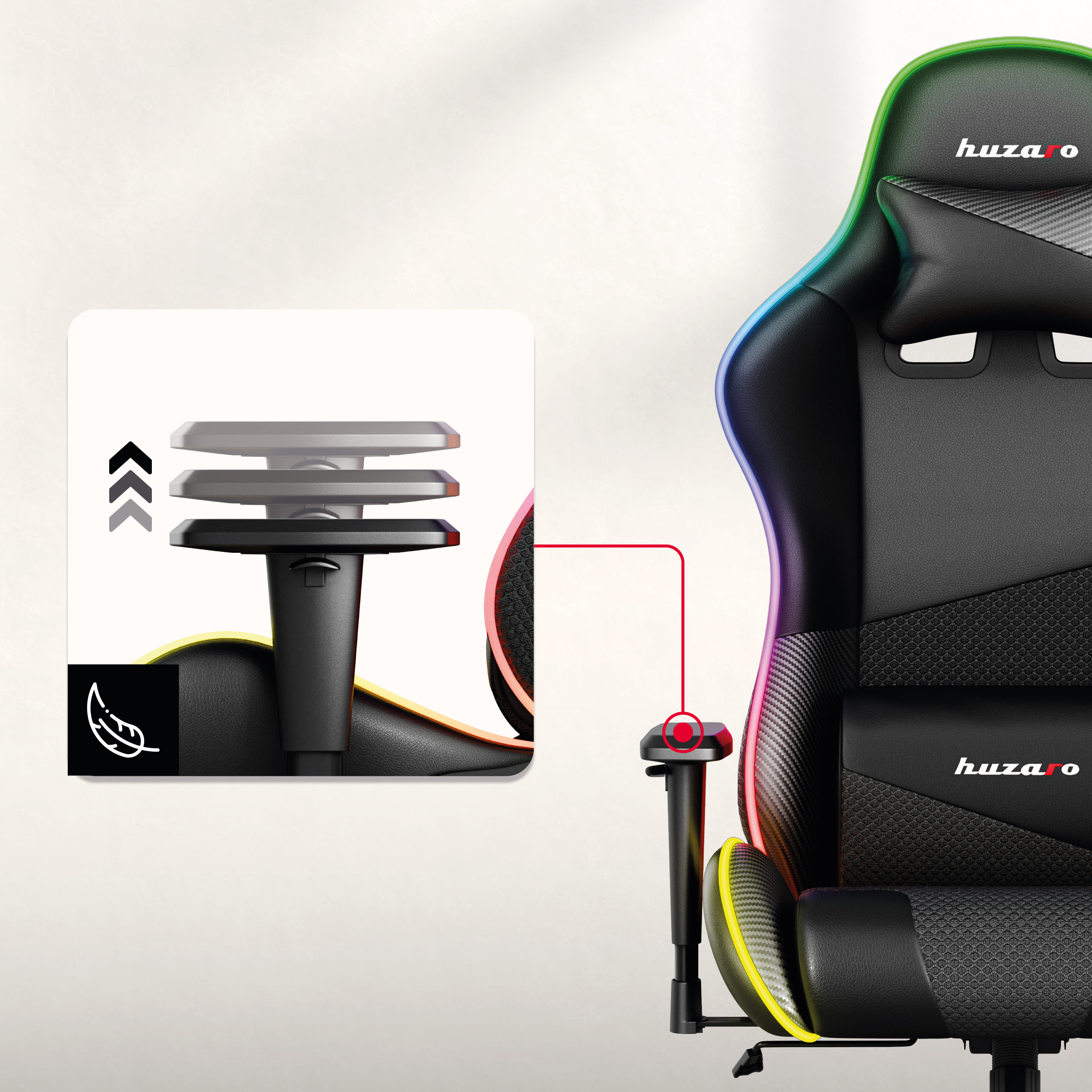 Regulowane podparcie dla rąk Huzaro Force 6.2 White RGB