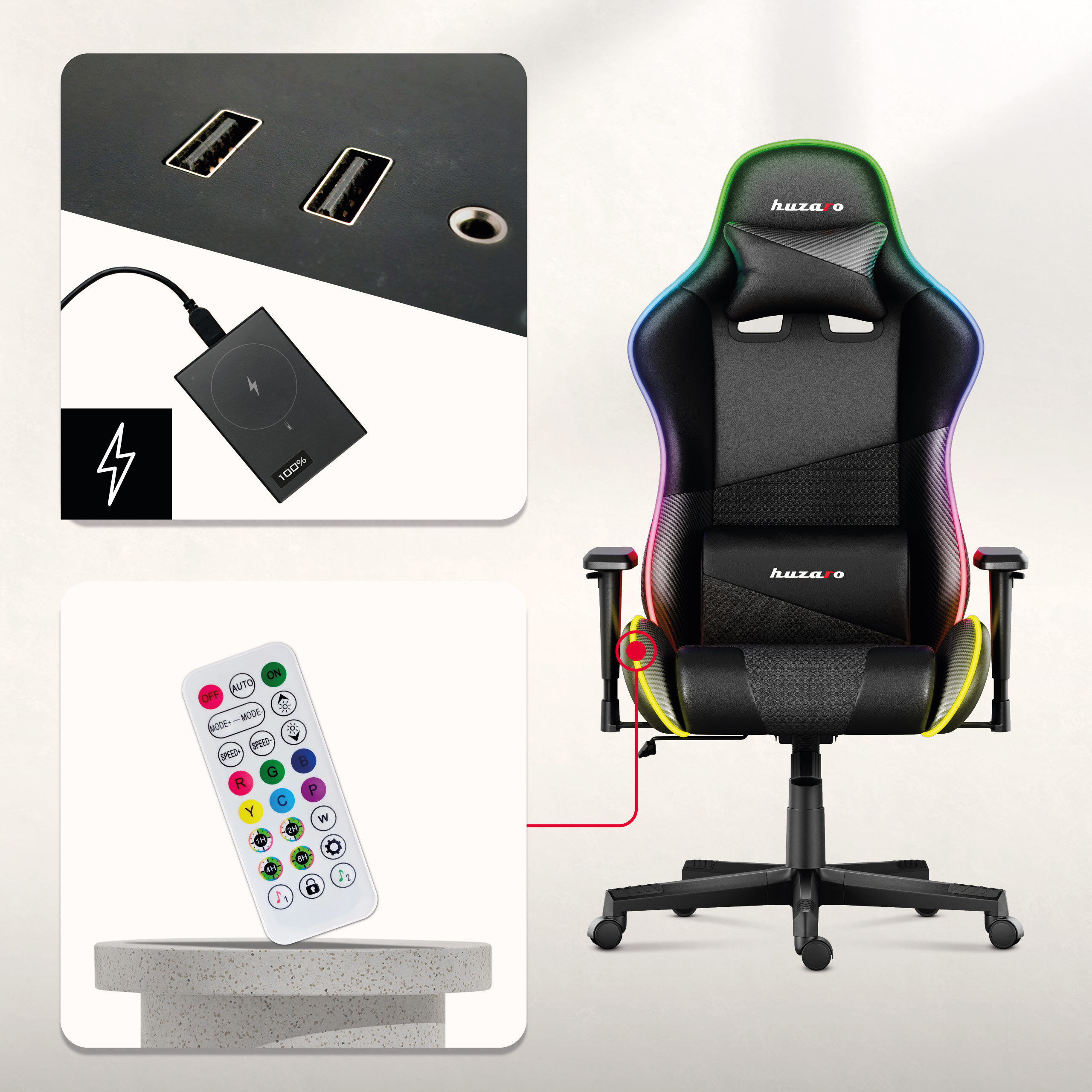 Kolory oświetlenia Huzaro Force 6.2 White RGB