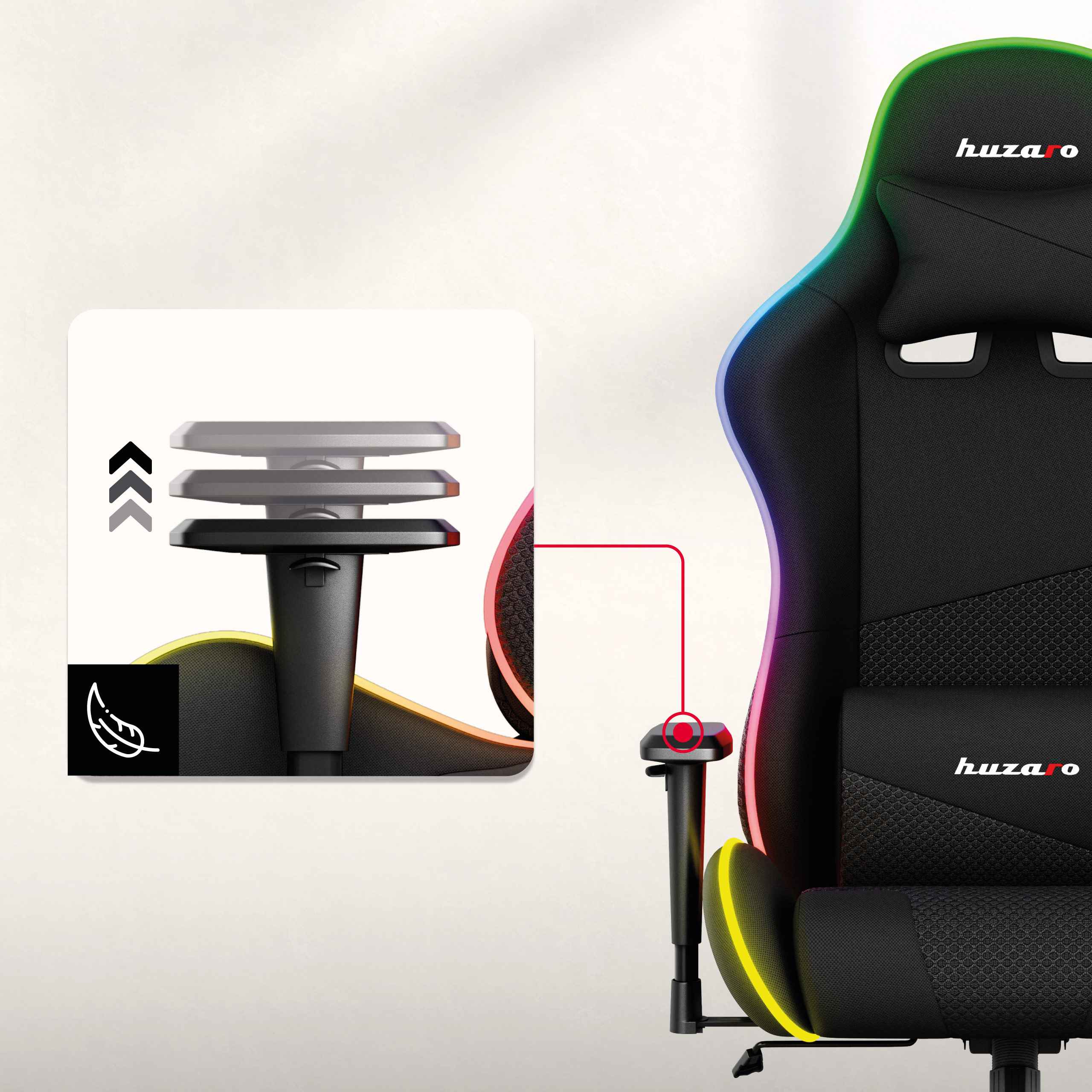 Regulowane podparcie dla rąk Huzaro Force 6.2 White RGB