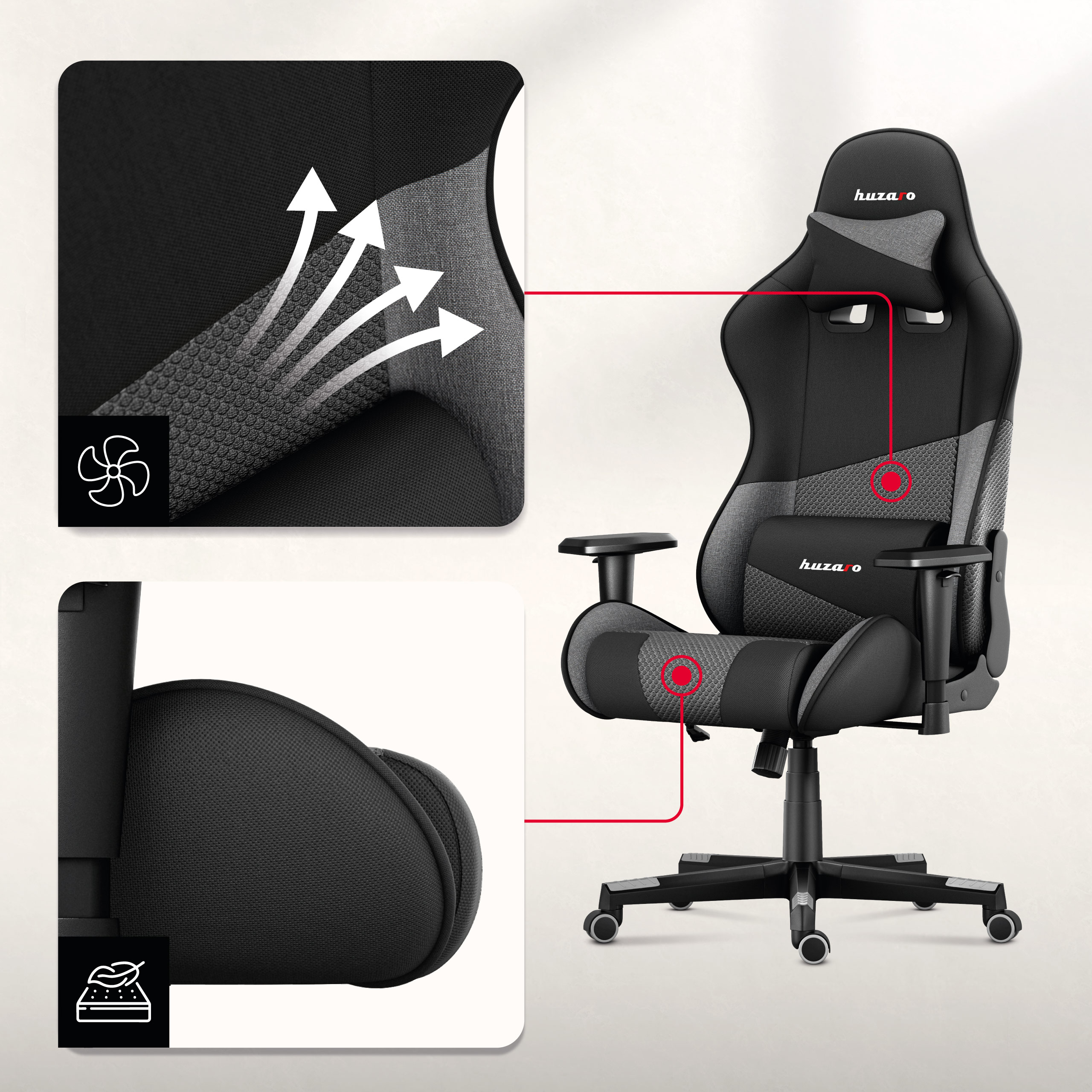 Fotel Huzaro Force 6.2 materiały