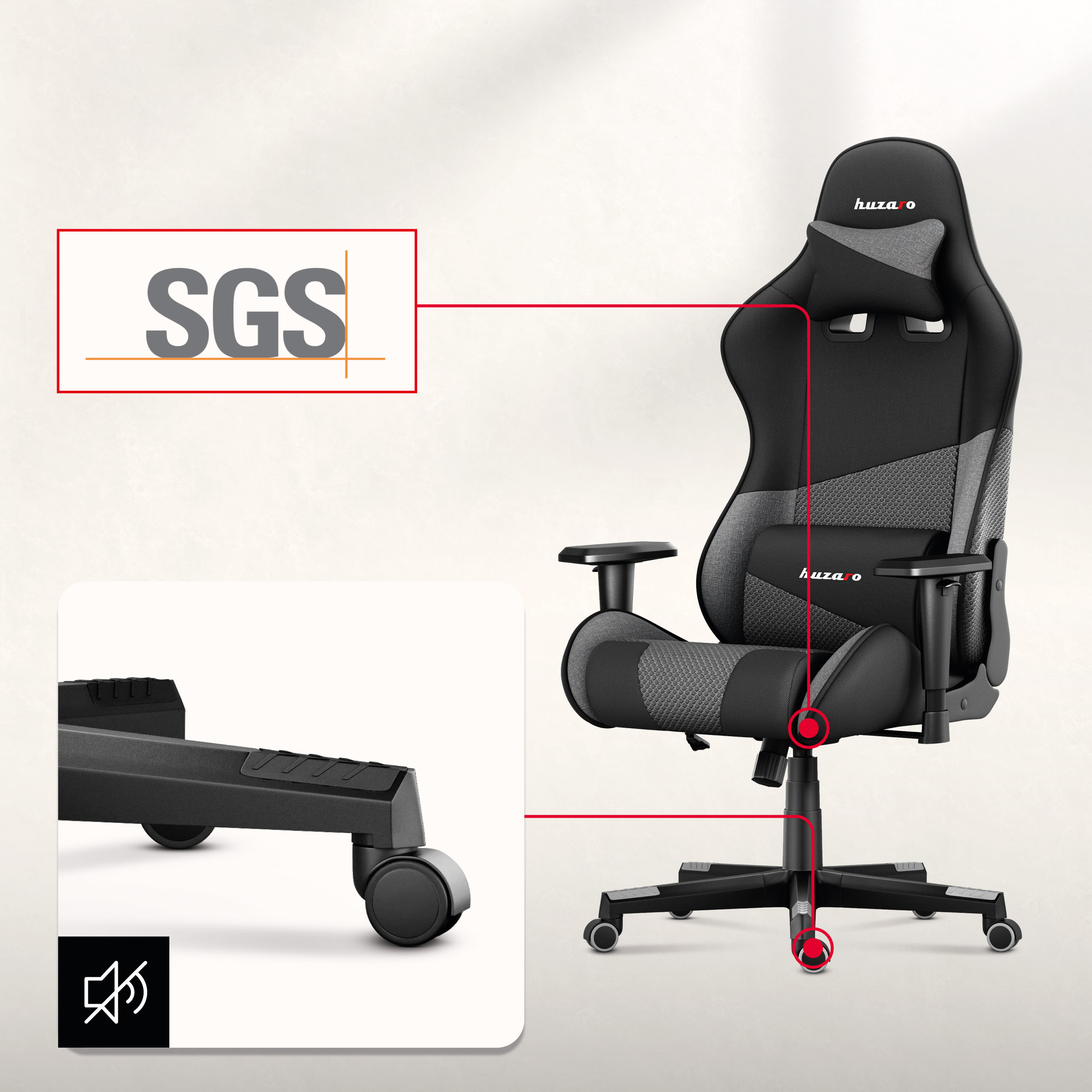 Koła fotela gamingowego Huzaro Force 6.2