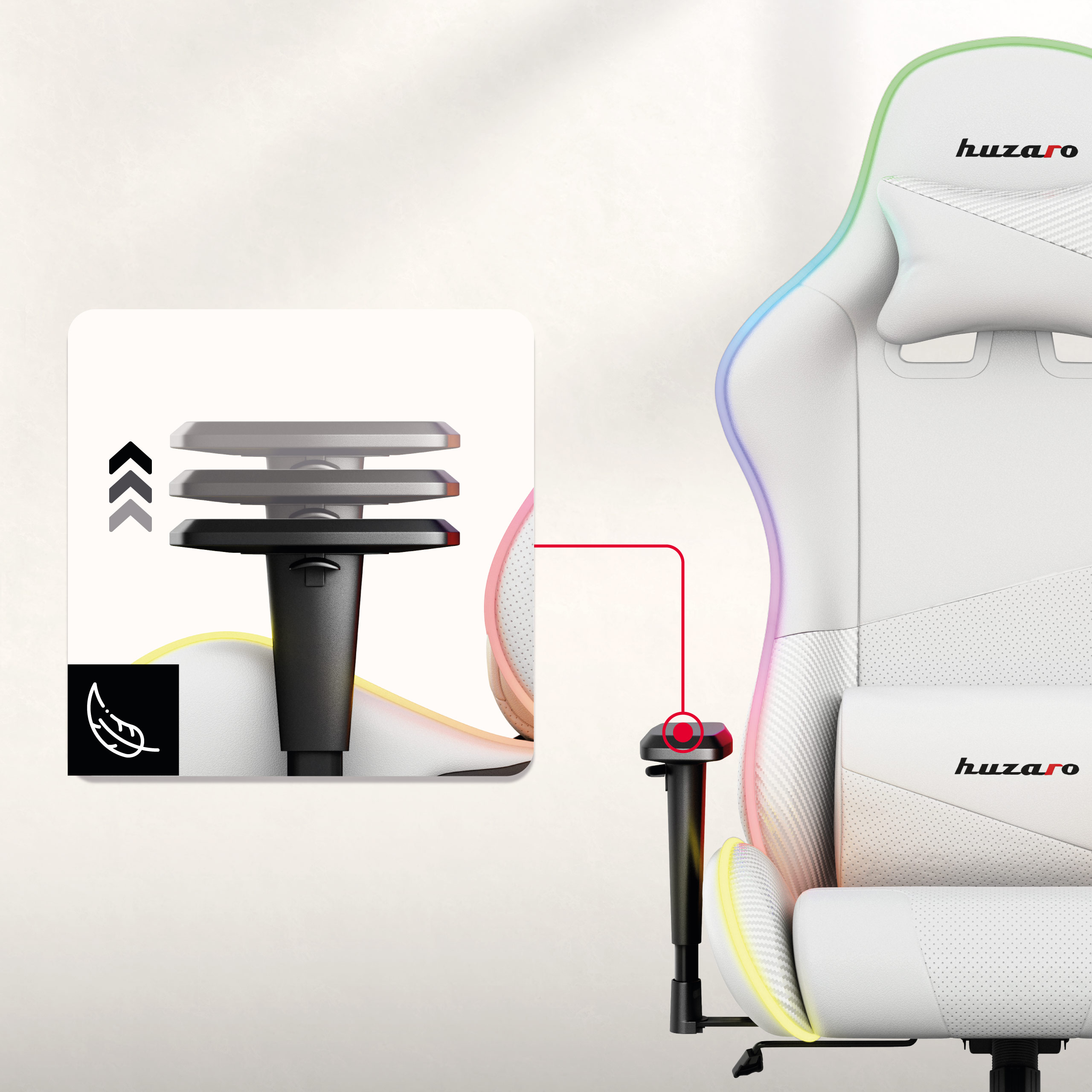 Regulowane podparcie dla rąk Huzaro Force 6.2 White RGB