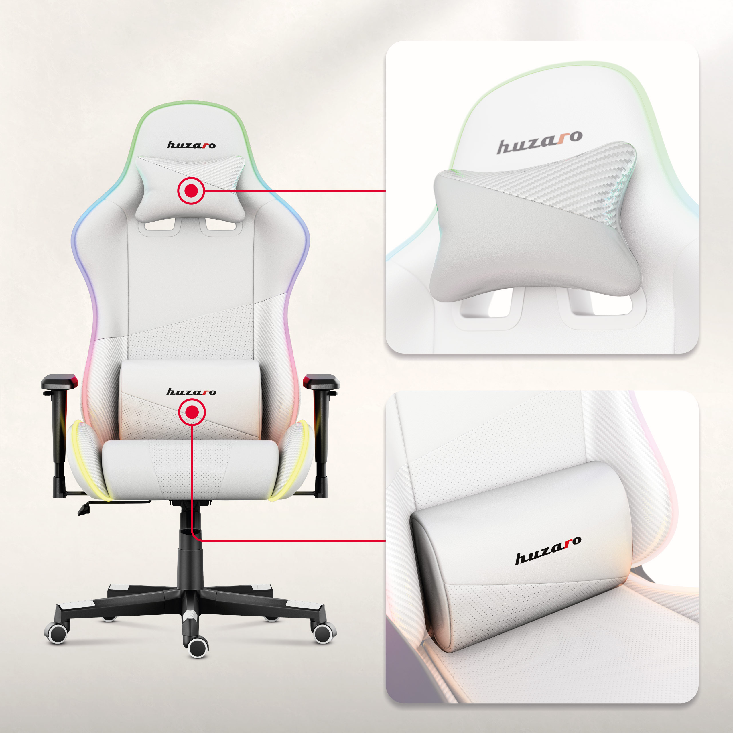 Poduszka pod kark fotel dla gracza Force 6.2 White RGB