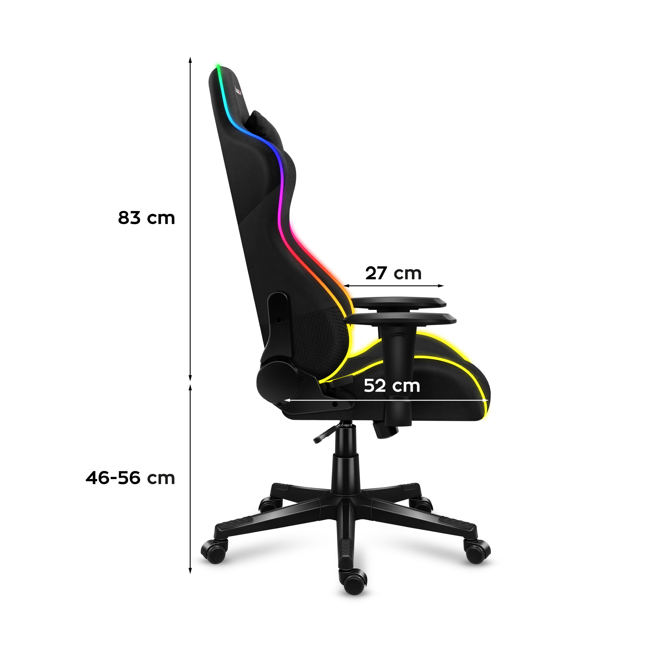 Wymiary fotela Huzaro Force 6.3 rgb