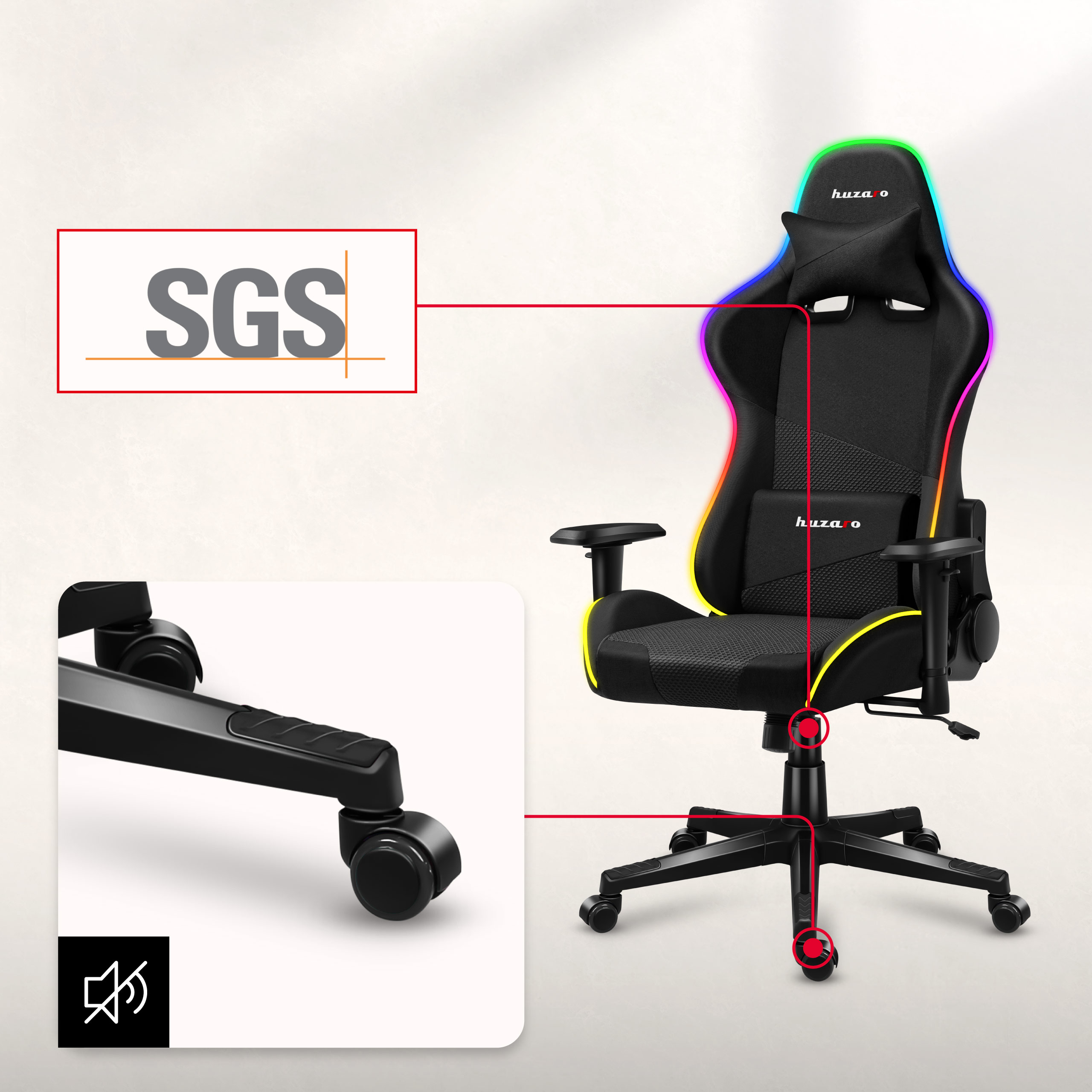 Koła fotela gamingowego Huzaro Force 6.3