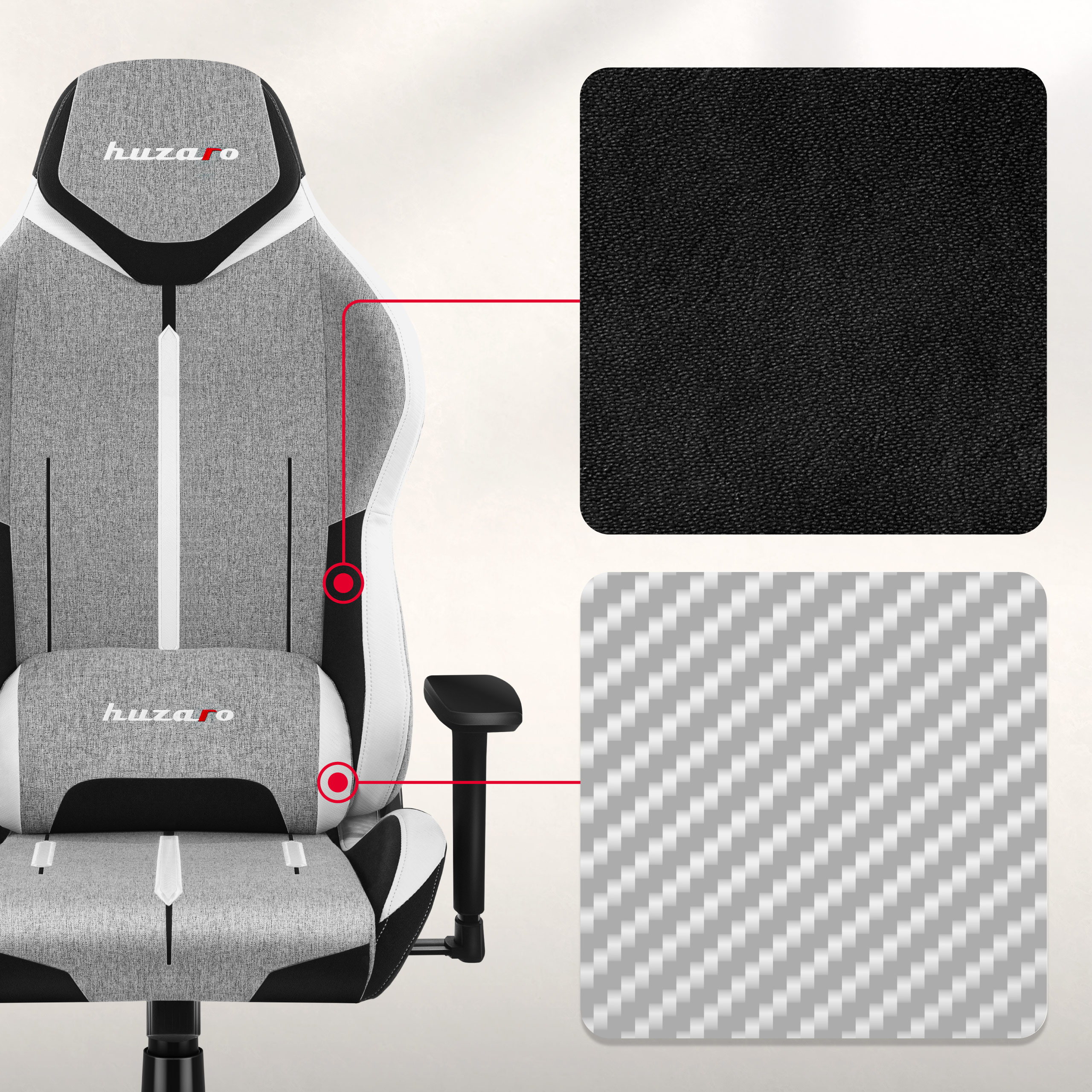 Poduszka lędźwiowa i poduszka mięśni karku fotela Huzaro Force 7.9 grey mesh
