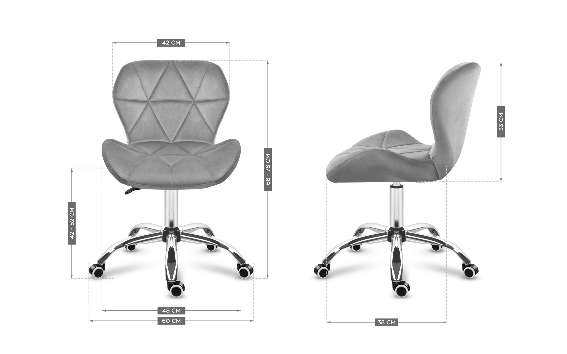 Fotel biurowy Mark Adler Future 3.0 Grey Wymiary
