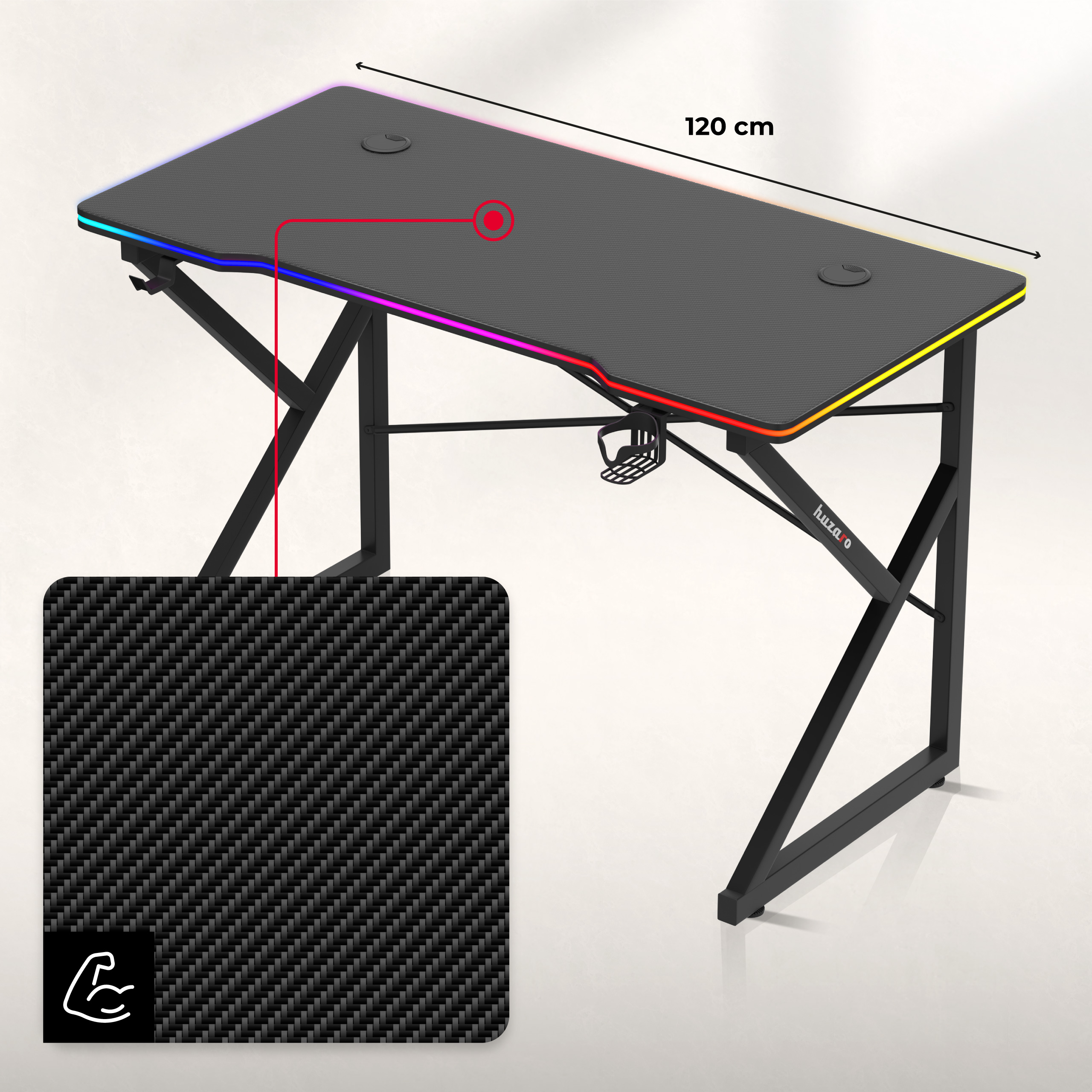 Blat z powłoką carbon biurko Hero 1.7