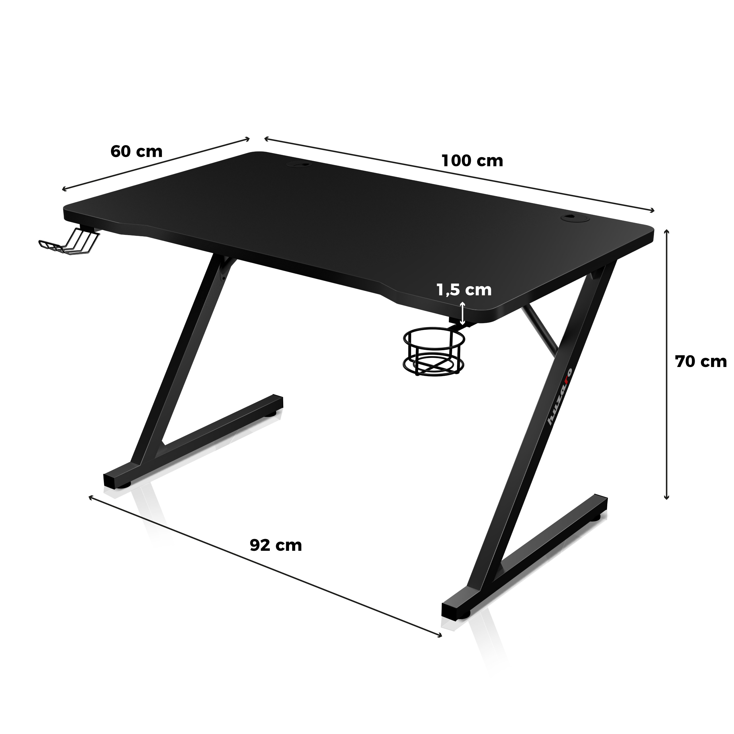 Wymiary biurka Huzaro Hero 1.8 Black