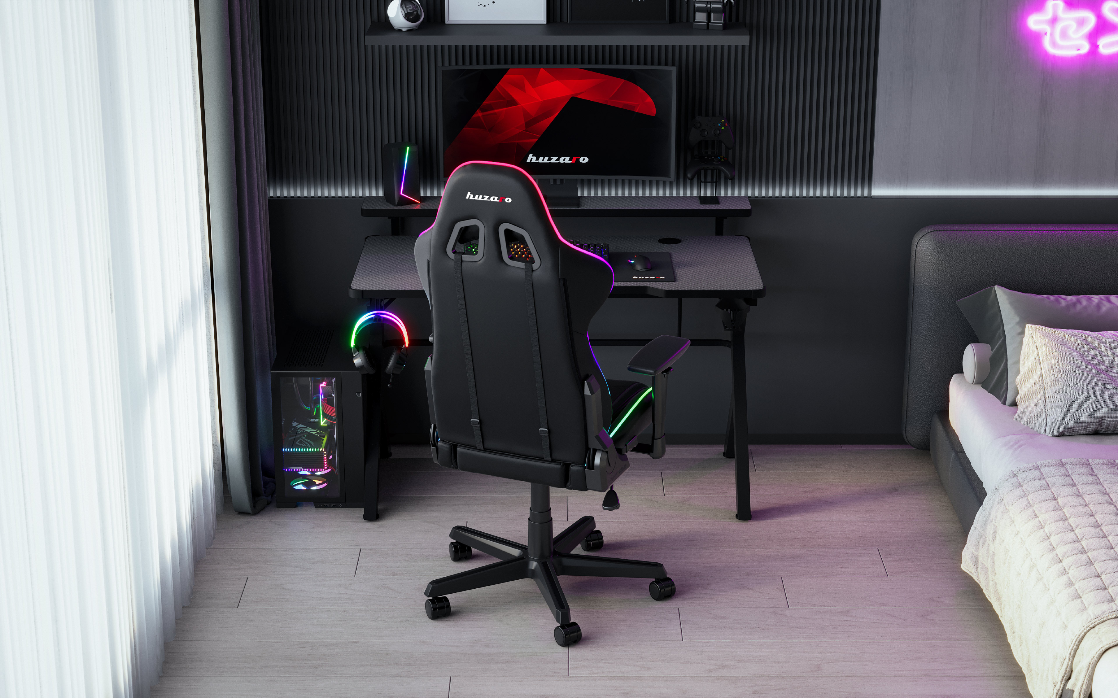 Zbliżenie na detale biurka Hero 5.0 RGB