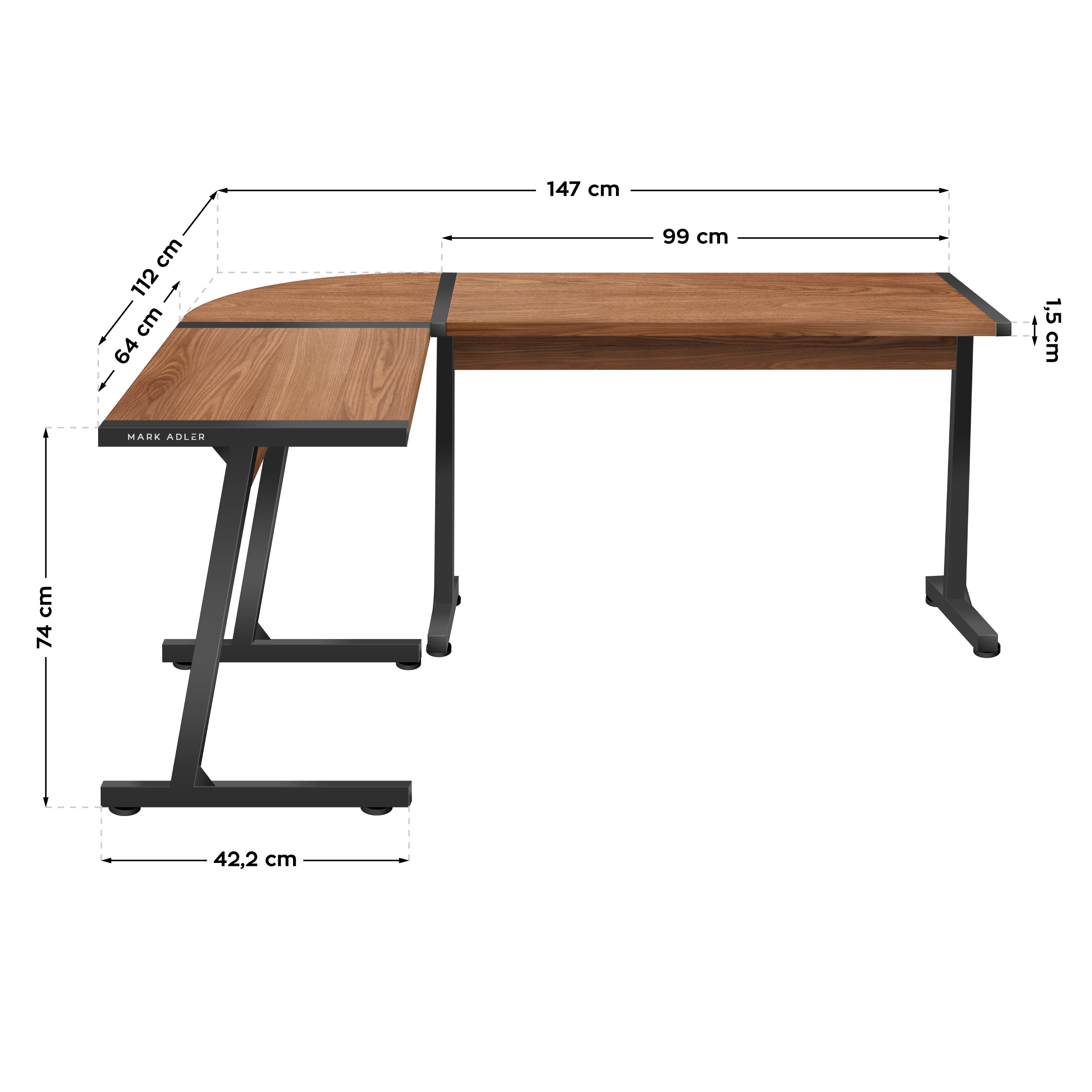 Wymiary biurka Mark Adler Leader 5.5 wn