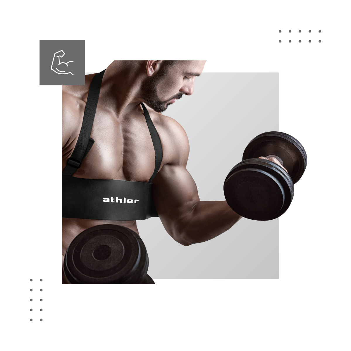 Ergonomiškos formos bicepso diržas