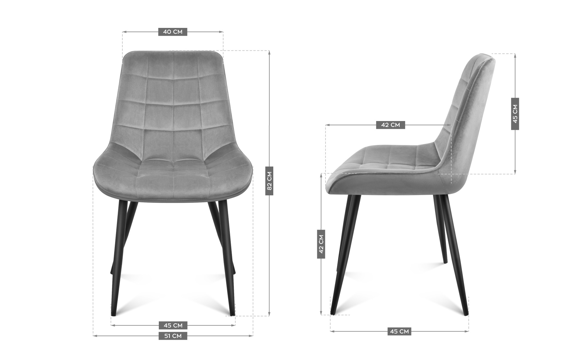 Mark Adler Prince 3.0 Grey kėdės matmenys
