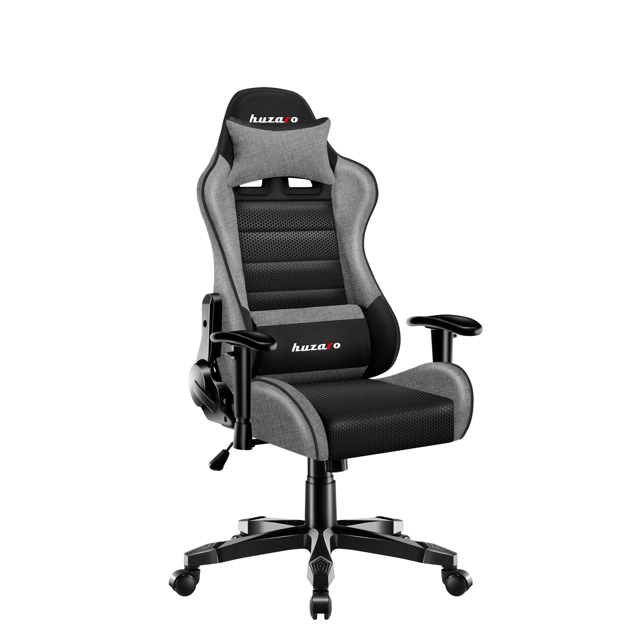 Prawy bok fotela Huzaro Ranger 6.0 Grey Mesh z poduszką lędźwiową i pod kark