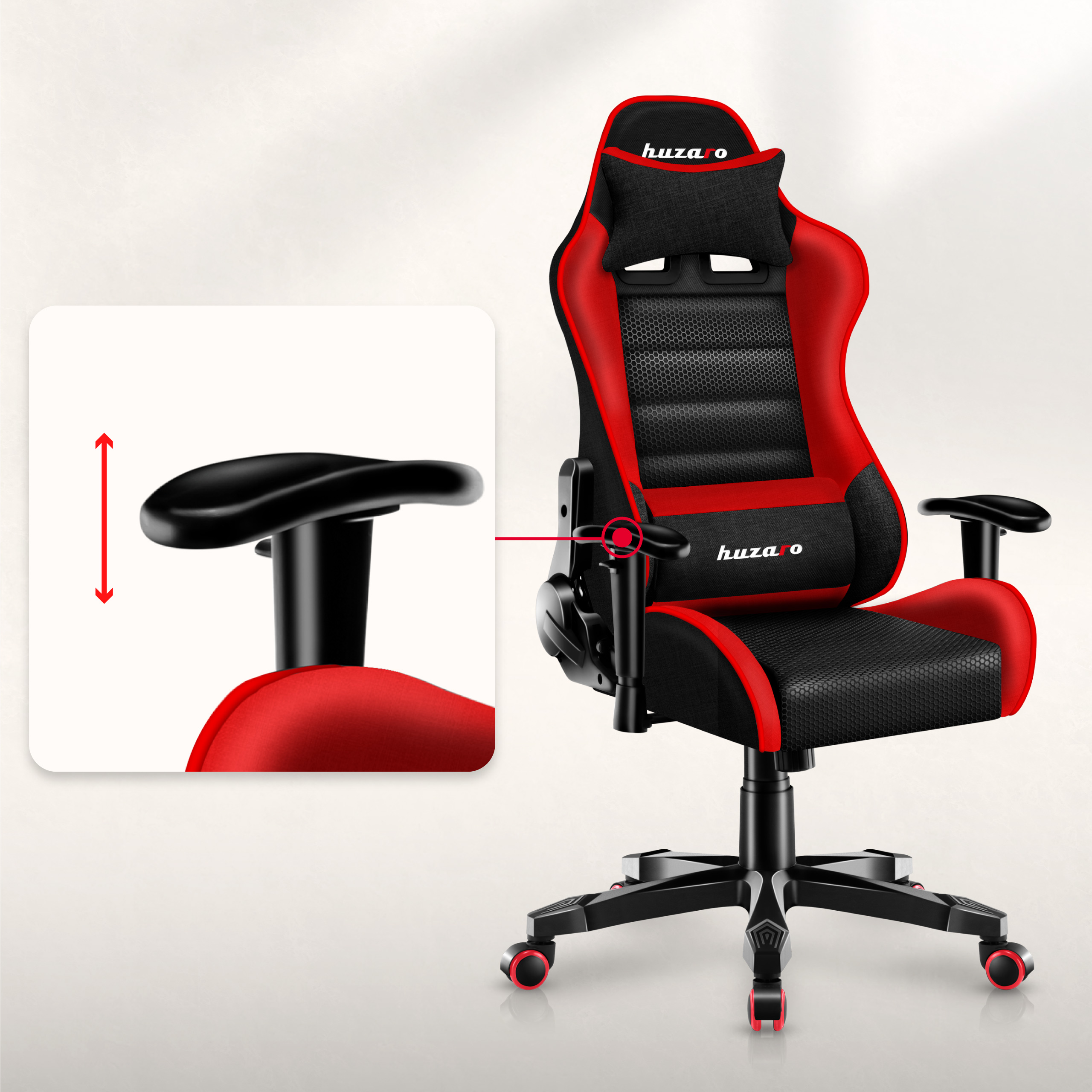 Lewy podłokietnik fotela gamingowego Huzaro Ranger 6.0 Red