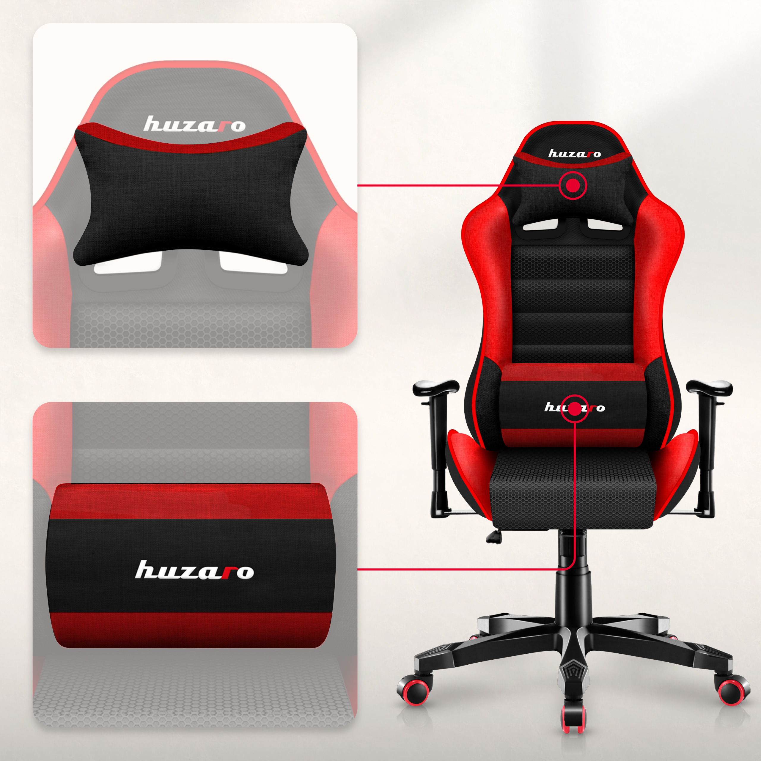 Poduszka lędźwiowa do fotela gamingowego Huzaro Ranger 6.0 Red