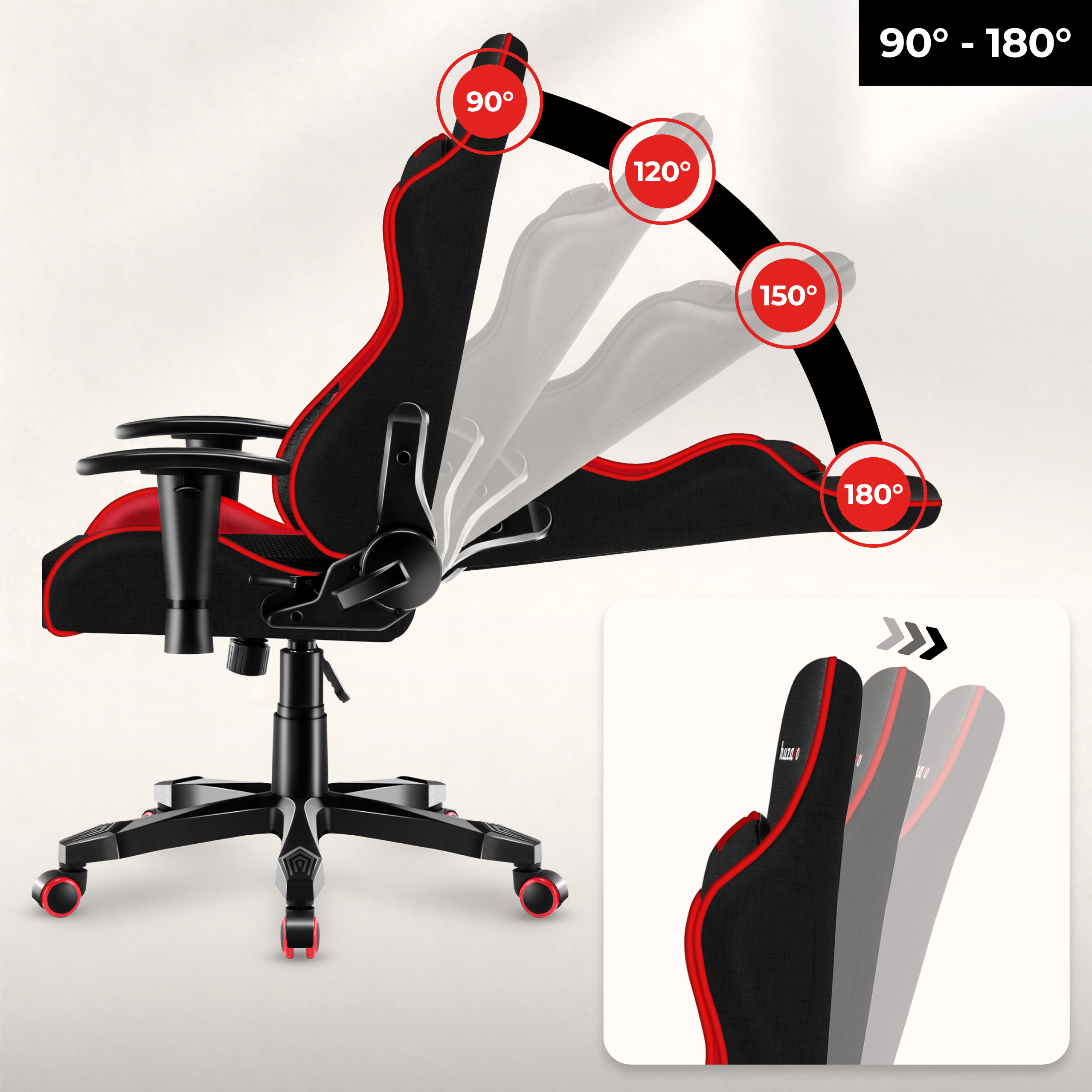 Mechanizm rozkładania oparcia w fotelu Huzaro Ranger 6.0 Red