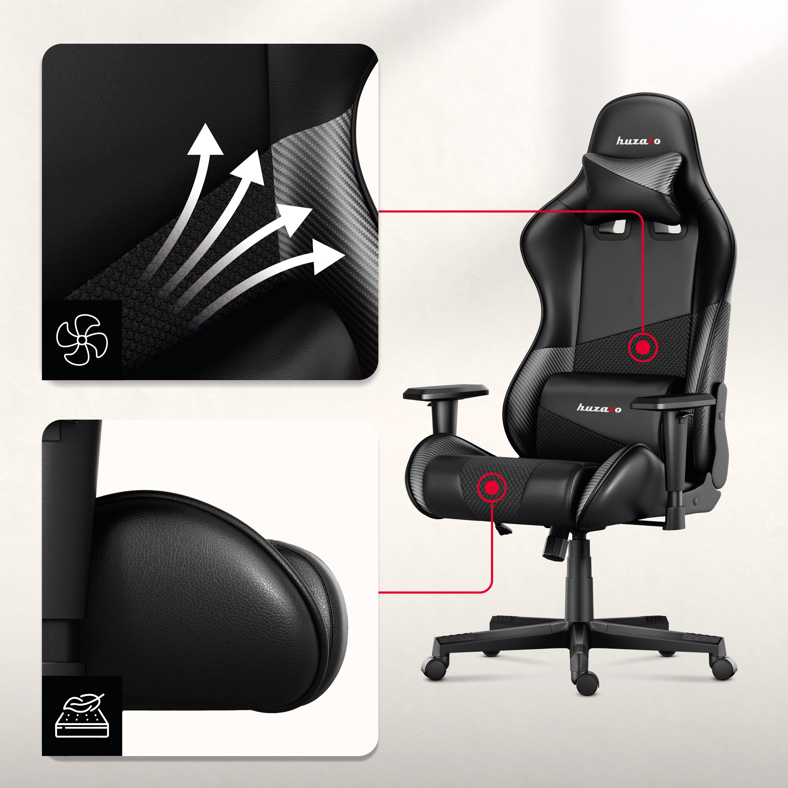 Fotel Huzaro Force 6.2 materiały