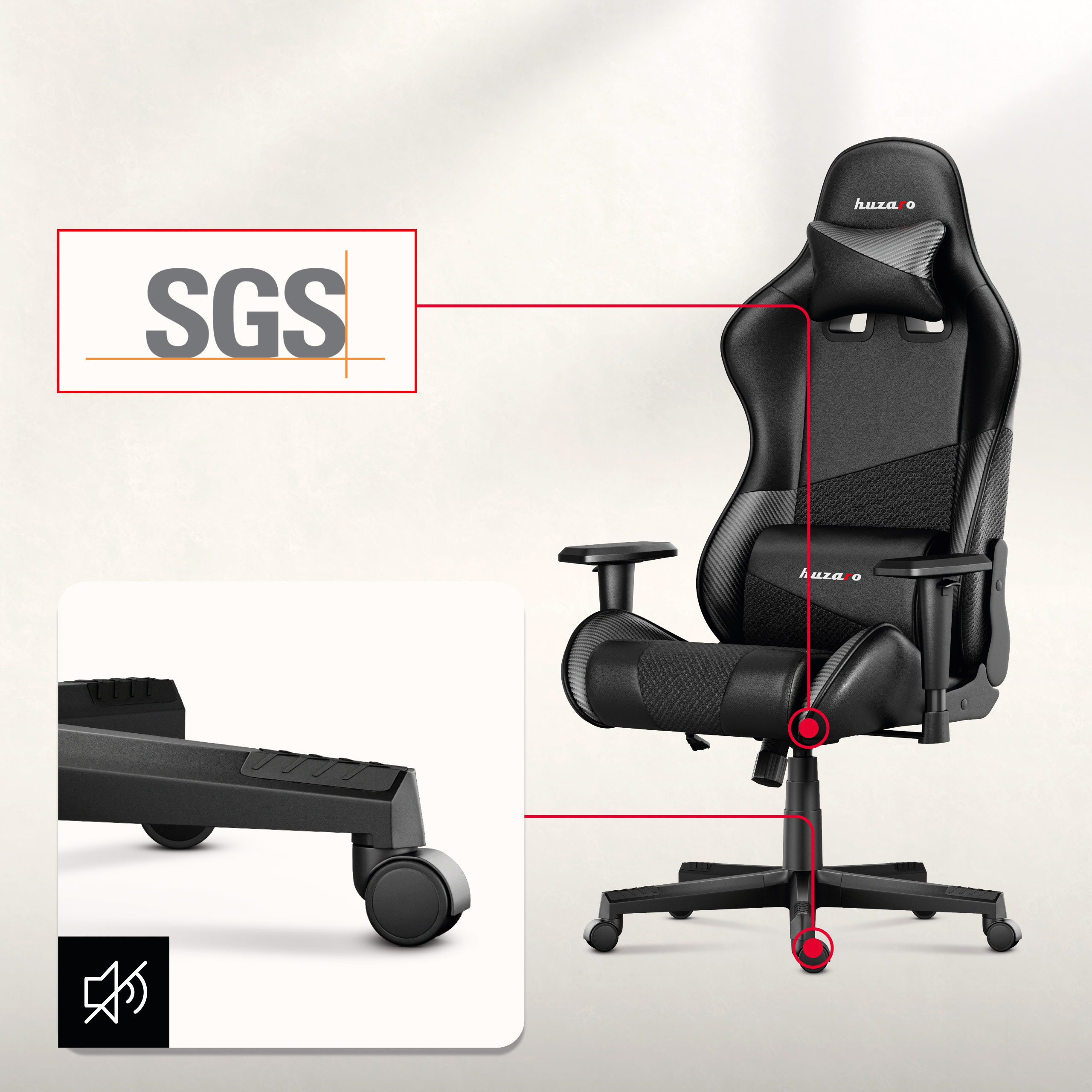 Koła fotela gamingowego Huzaro Force 6.2