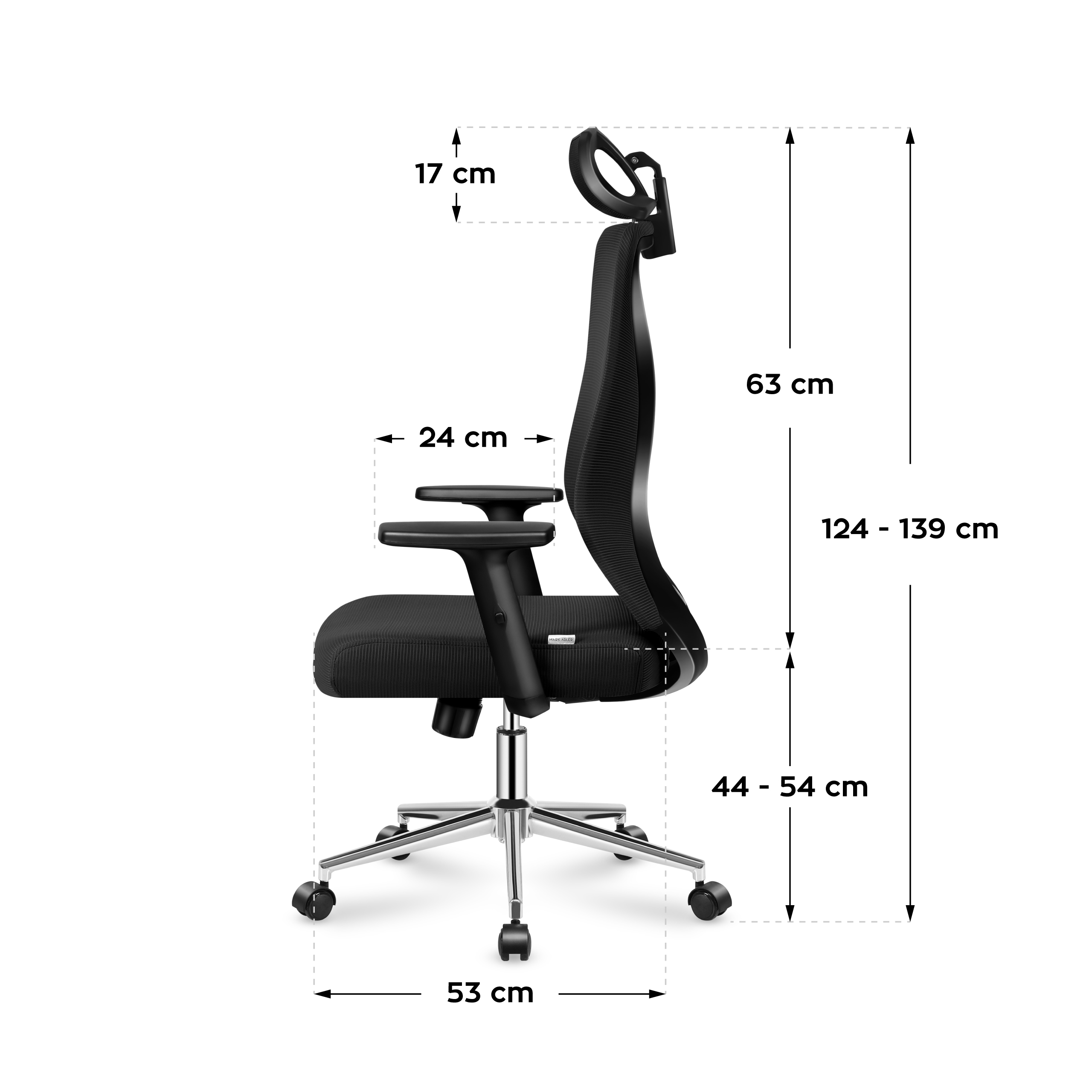 Wymiary fotela Mark Adler Manager 3.5 Black